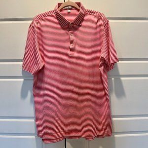 Peter Millar Red/White Striped Golf Polo- Size Large